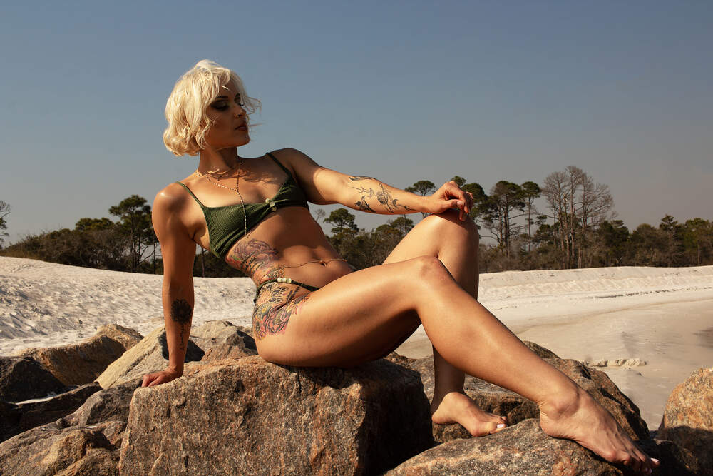 Strong Woman Beach Session portrait photo set